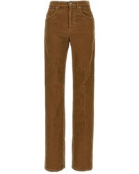 Saint Laurent - Ribfluwelen Broek Met Geplooid Detail - Lyst