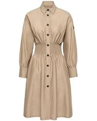 Moncler - Shirred-Waist Midi Shirt Dress - Lyst