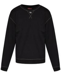 DIESEL - S-Norm-Tr Logo-Plaque Topstitched Sweatshirt - Lyst