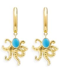Eshvi - Octopus-Pendant Hoop Earrings - Lyst