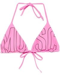 Moschino - Logo-Print Triangle Bikini Top - Lyst