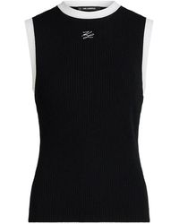 KARL LAGERFELD - Ribbed-Knit Contrast-Trim Tank Top - Lyst