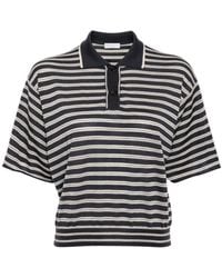 Brunello Cucinelli - Striped Intarsia-knit Polo Shirt - Lyst