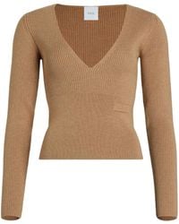 Patou - Geribbelde Sweater Met V-Hals - Lyst