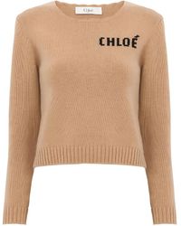 Chloé - Wool And Cashmere Blend Sweater With Logo - Lyst