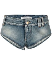 Alessandra Rich - Jeans-Shorts mit Logo-Patch - Lyst