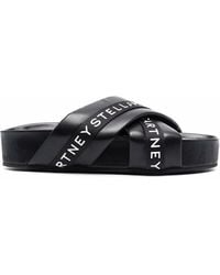 Stella McCartney - Logo Tape Platform Slides - Lyst