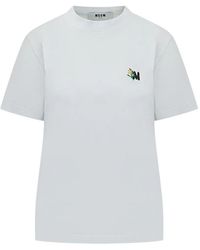 MSGM - T-Shirt Met Grafische Print En Ronde Hals - Lyst