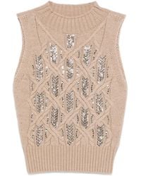 Ermanno Scervino - Sleeveless High Neck Knit Top - Lyst