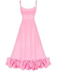 POST MERIDIEM - Scoop-Neck Flounce-Hem Midi Dress - Lyst