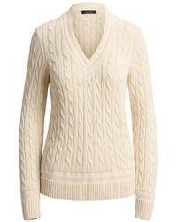 Ralph Lauren - Pull En Maille Torsadée À Logo Brodé - Lyst