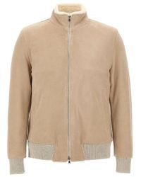 Barba Napoli - Rivet Shearling-Lined Suede Jacket - Lyst