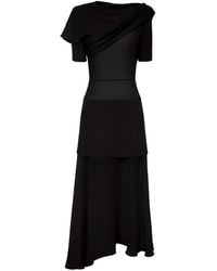 POST MERIDIEM - Asymmetrical Draped Midi Dress - Lyst