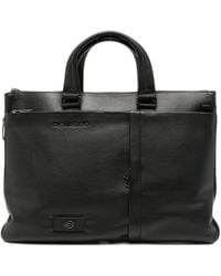 Piquadro - Logo-Plaque Pebbled-Leather Backpack - Lyst