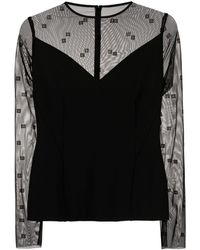 Givenchy - 4g Tulle Long-sleeve Top - Lyst