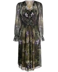 Alberta Ferretti - Vestido midi con estampado floral - Lyst