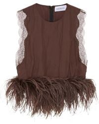 16Arlington - Dickens Feather-Trim Lace-Detail Top - Lyst