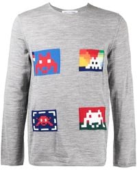 Comme des Garçons - Graphic-Print Fine-Knit Jumper - Lyst