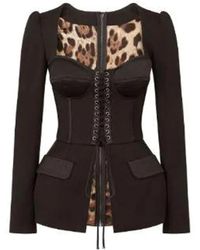Dolce & Gabbana - Cotton And Satin Top With Laces And Eyelets - Lyst