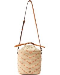 Pinko - Small Woven-Chevron Bucket Bag - Lyst