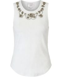 Cinq À Sept - Crystal-Embellished Ribbed Tank Top - Lyst