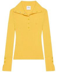 Courreges - Ribbed-Knit Polo Top - Lyst