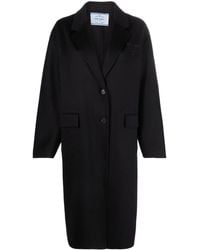 Prada - Logo-Embroidered Cashmere Coat - Lyst