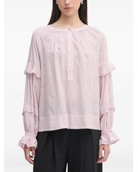 Mos Mosh - Jorun Ruffled Striped Blouse - Lyst