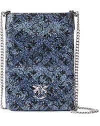 Pinko - Crystal-Embellished Chain Phone Bag - Lyst