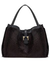 Ferragamo - Leren Shopper Met Nerts-Effect - Lyst