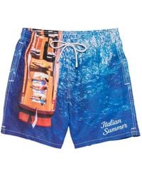 MC2 Saint Barth - Gustavia Boat-Print Drawstring-Waist Swim Shorts - Lyst