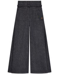 Courreges - Pantalones Palazzo Con Cinturón - Lyst