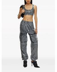 DIESEL Backless Denim Crop Top in Blue | Lyst