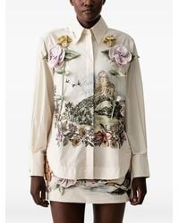 FARM Rio - Toile De Rio Floral-Appliqué Graphic-Print Shirt - Lyst