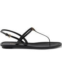 Prada - Triangle Logo Patent Leather Sandals - Lyst