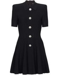 Balmain - Ribgebreide Mini-Jurk - Lyst