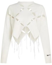 KARL LAGERFELD - Cut-Out Fringed Sweater - Lyst