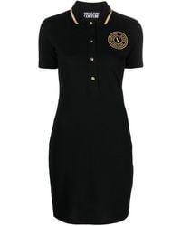 Versace - Short Sleeves Polo Neck Mini Dress - Lyst