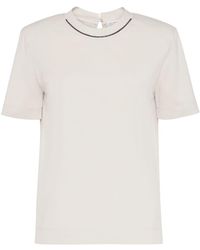 Brunello Cucinelli - T-Shirt mit Monili-Kette - Lyst