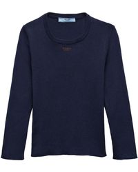 Prada - Top de punto con logo bordado - Lyst