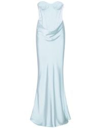 ROTATE BIRGER CHRISTENSEN - Elegant Long Dress With Satin Corset - Lyst