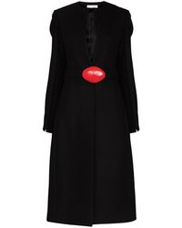 Maximilian Mail Collarless Belted Coat - Black