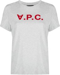 A.P.C. - Flocked-Logo Cotton T-Shirt - Lyst