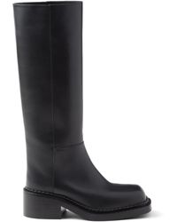 Prada - High Calfskin Leather Boot With Block Heel - Lyst