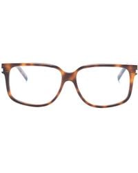 Saint Laurent - Tortoiseshell-Effect Square-Frame Glasses - Lyst