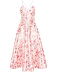 Philosophy Di Lorenzo Serafini - Floral-Print Flared Midi Dress - Lyst