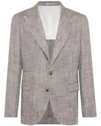 Brunello Cucinelli - Herringbone-Pattern Single-Breasted Blazer - Lyst