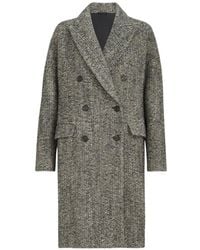 Brunello Cucinelli - Dazzling Virgin Wool And Alpaca Chevron Coat With Monili - Lyst