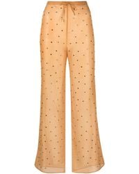 Oséree - Crystal-embellished Wide-leg Trousers - Lyst