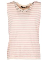 Seventy - Embellished Striped Tank Top - Lyst